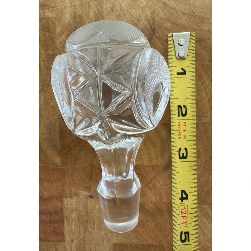Vintage‎ Cut Lead Crystal Square Liquor Decanter with Stopper Barware Clear 10in